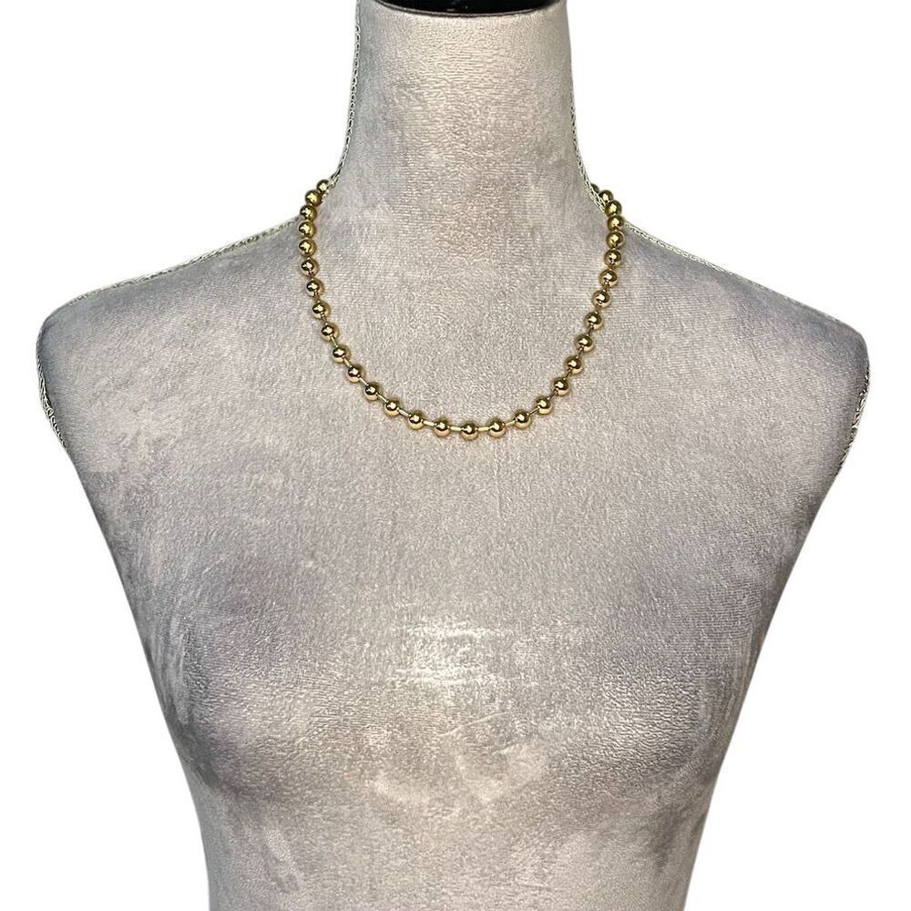 Trendy Y2k Gold Stainless Steel Ball Necklace 8mm/45cm Unisex Punk Rock Grunge